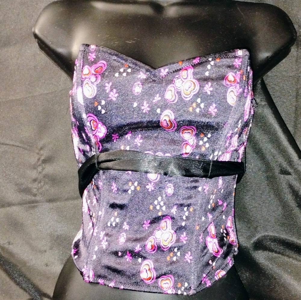 Black satin bustier sz med - Picture 3 of 10